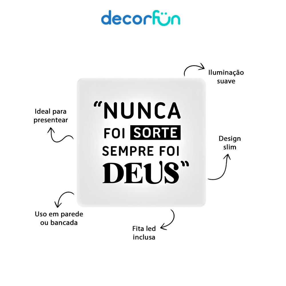 Luminária Slim Box Sempre foi Deus Luz Indireta Presente USB