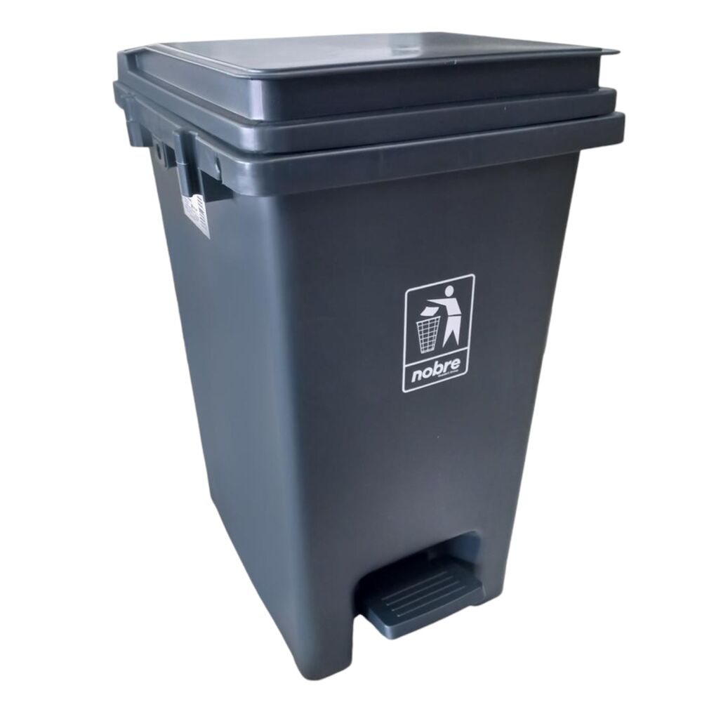 Lixeira Plástica com Pedal 20L Cinza Banheiros Cozinhas - Nobre