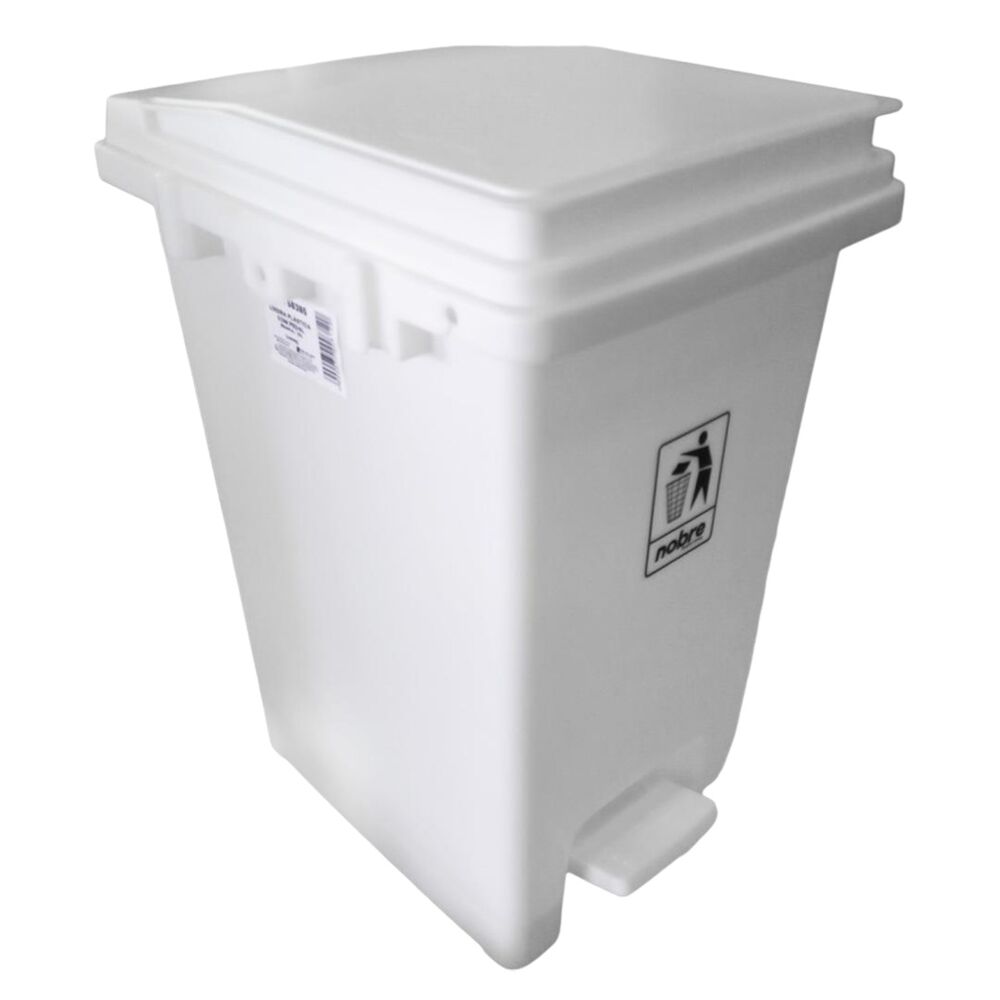 Lixeira Plástica com Pedal 15L Branca Banheiros Cozinhas - Nobre
