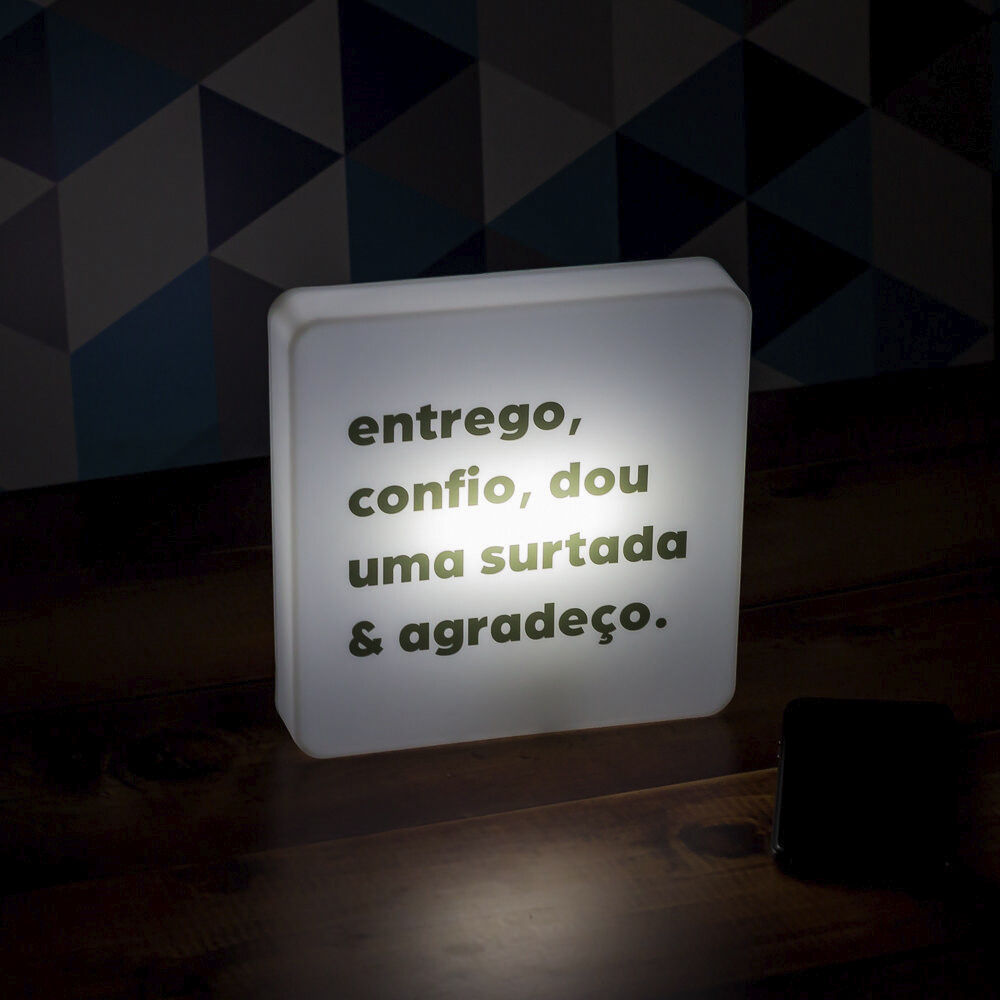 Luminária Slim Box Entrego e Agradeço Luz Indireta Presente USB