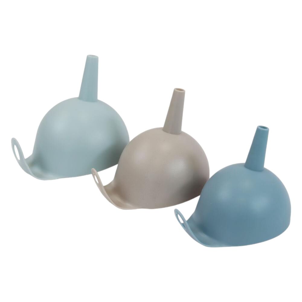 Conjunto Funil de Plástico 3 Peças para Cozinha com Suporte