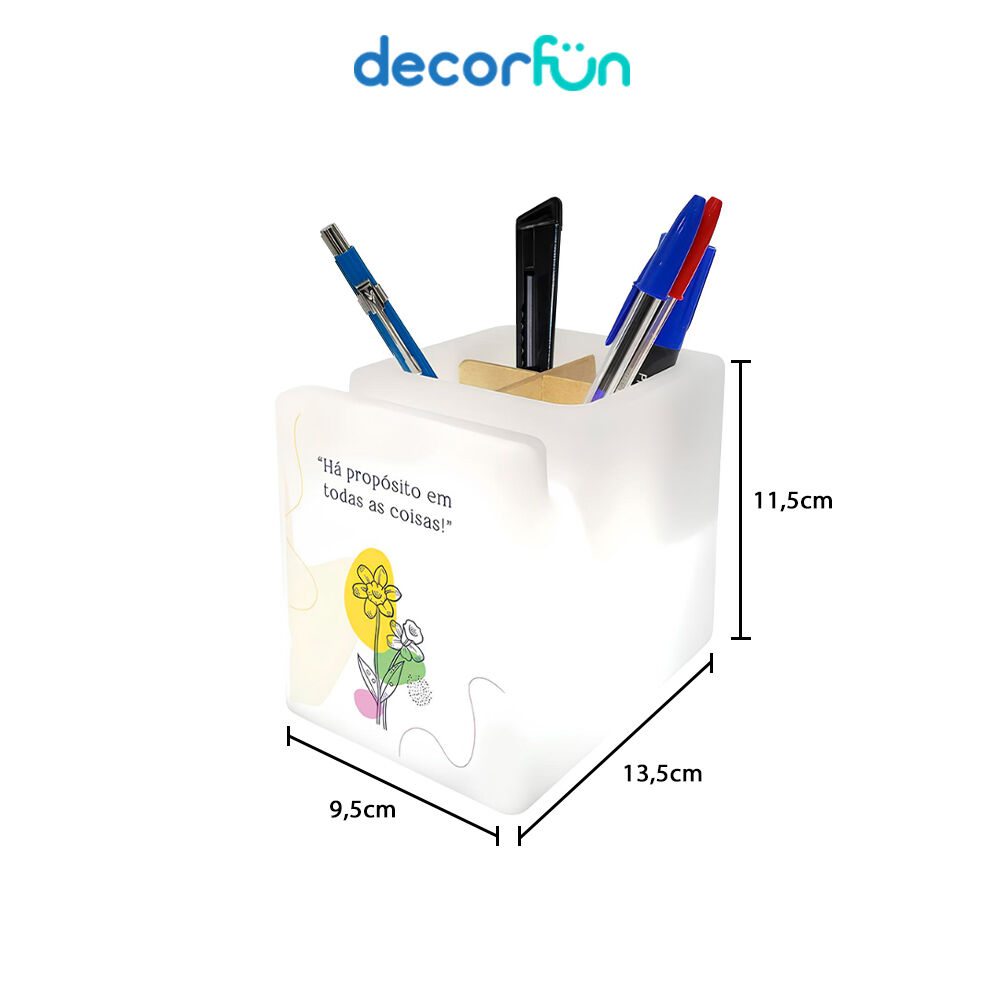 Organizador de Mesa Iluminado Escritório Porta Lápis e Celulares