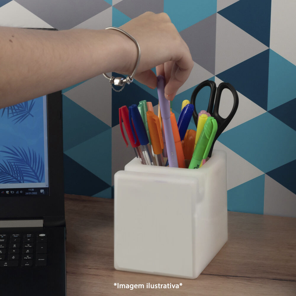Organizador de Mesa Iluminado Escritório Porta Lápis e Celulares