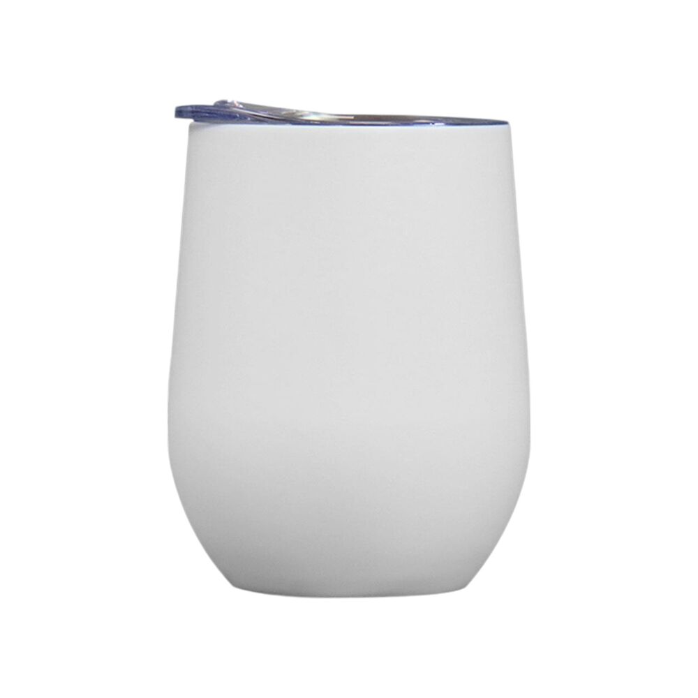 Copo Térmico em Aço Inox Branco Fosco Parede Dupla com Tampa