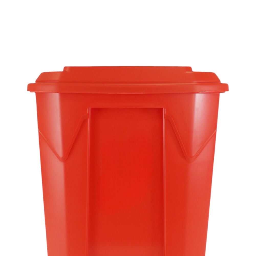 Lixeira Plástica com Pedal 50L Vermelha Grande Áreas Externas - Nobre