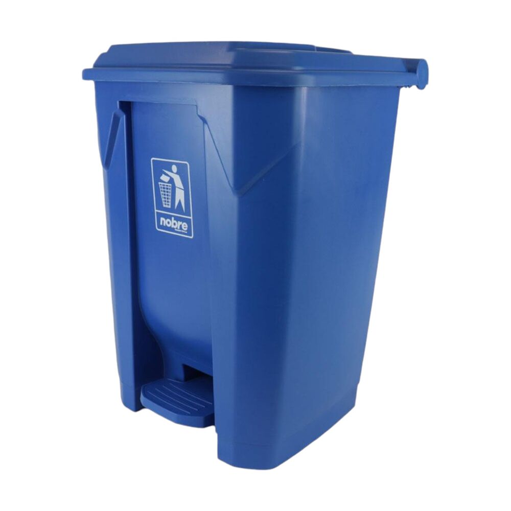 Lixeira Plástica com Pedal 50L Azul Grande Áreas Externas - Nobre