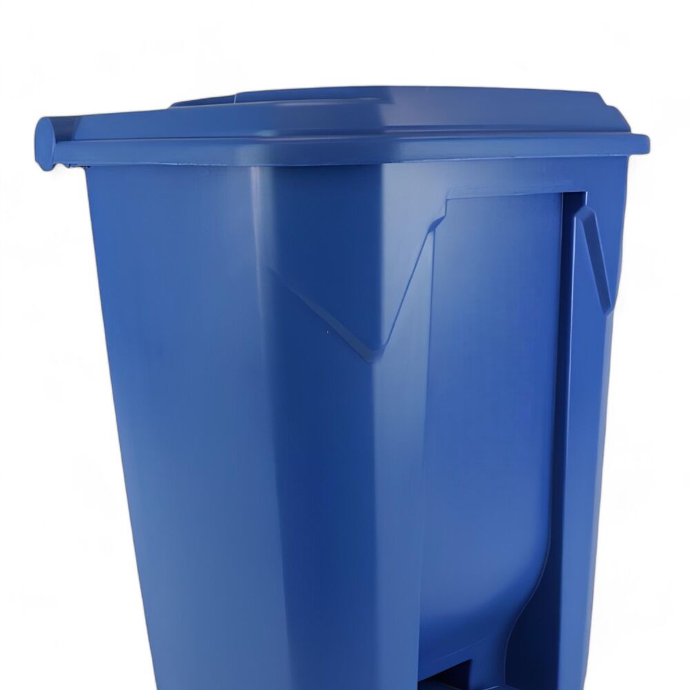 Lixeira Plástica com Pedal 50L Azul Grande Áreas Externas - Nobre