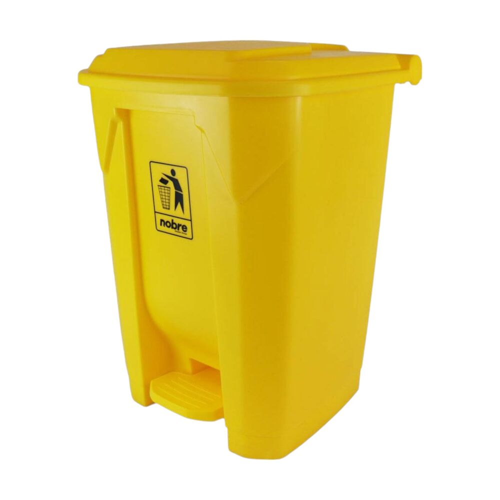 Lixeira Plástica com Pedal 50L Amarela Grande Áreas Externas - Nobre
