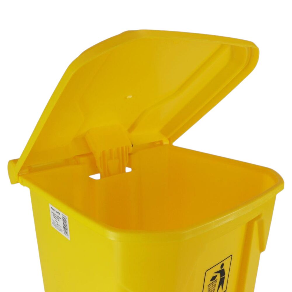 Lixeira Plástica com Pedal 50L Amarela Grande Áreas Externas - Nobre