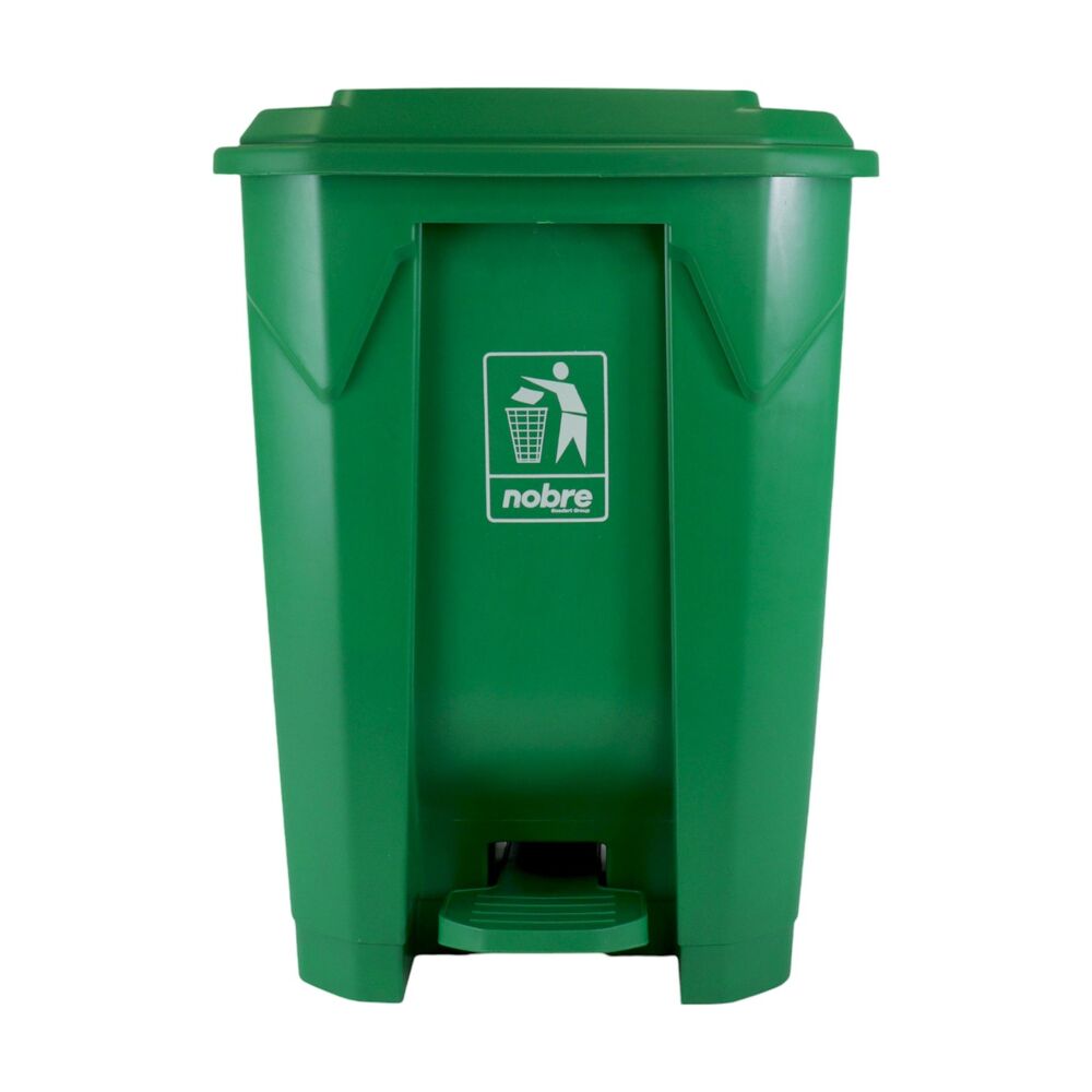 Lixeira Plástica com Pedal 50L Verde Grande Áreas Externas - Nobre