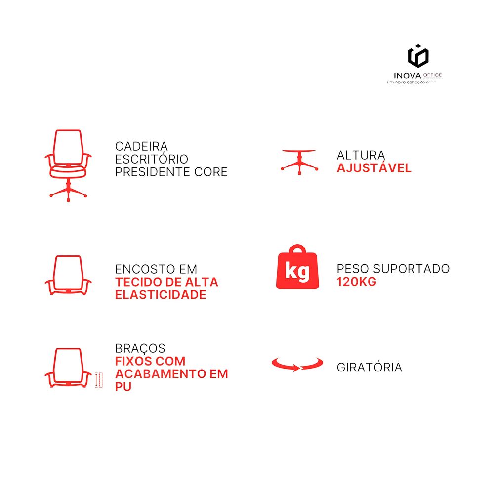 Cadeira de Escritório Presidente Encosto de Cabeça Tela Mesh Premium