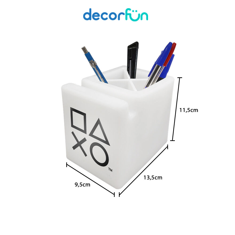 Organizador de Mesa Iluminado Porta Lápis e Celulares PlayStation