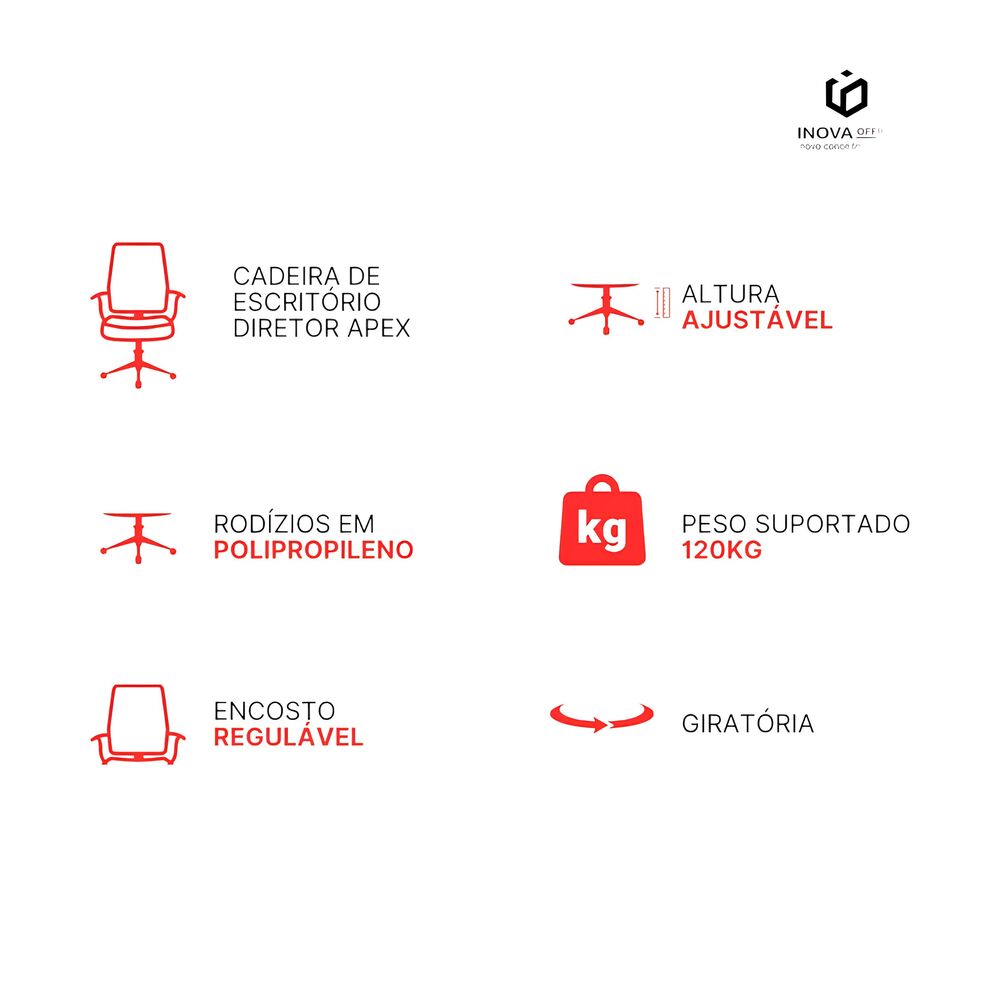 Cadeira de Escritório Tela Mesh Apex com Apoio de Lombar Preta