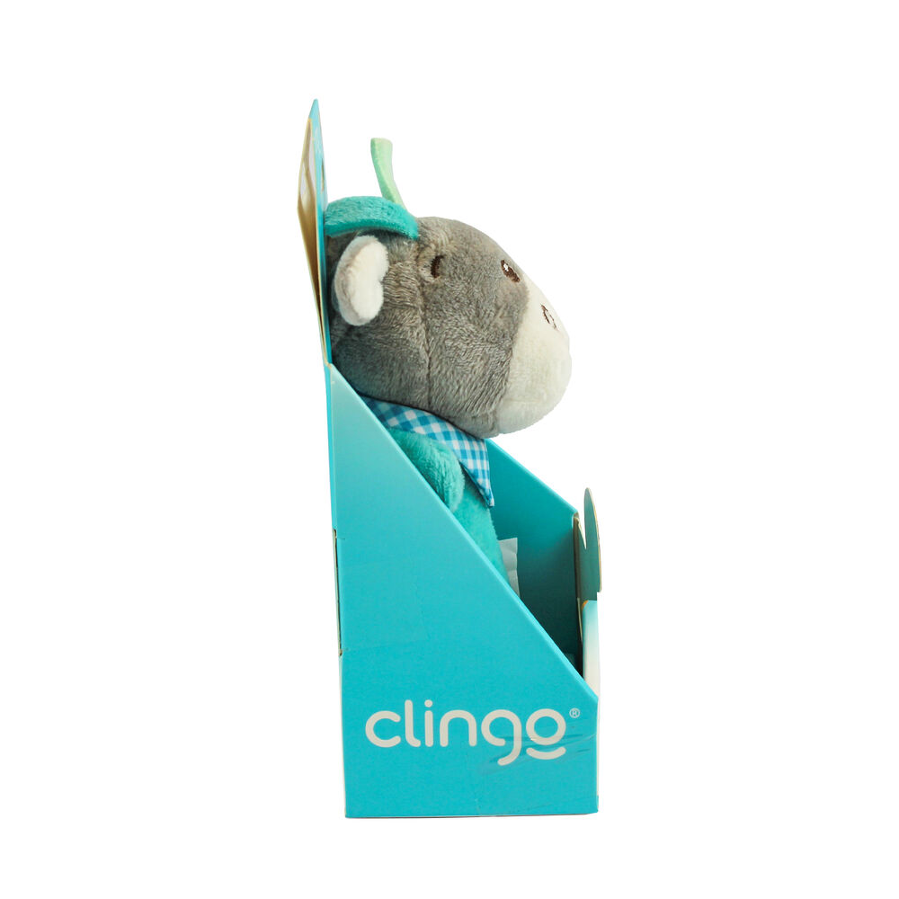 Pelúcia Chocalho Vaquinha Azul com Apito e Som Crocante