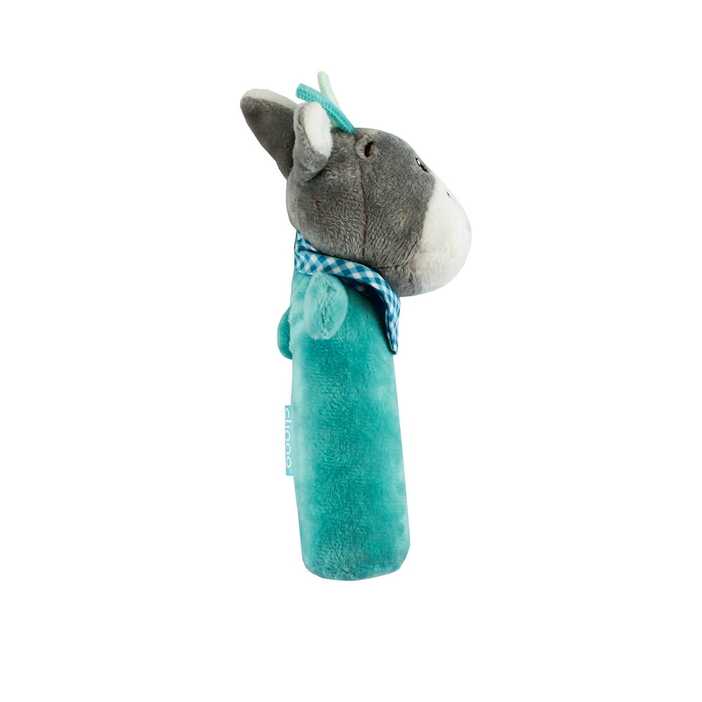 Pelúcia Chocalho Vaquinha Azul com Apito e Som Crocante