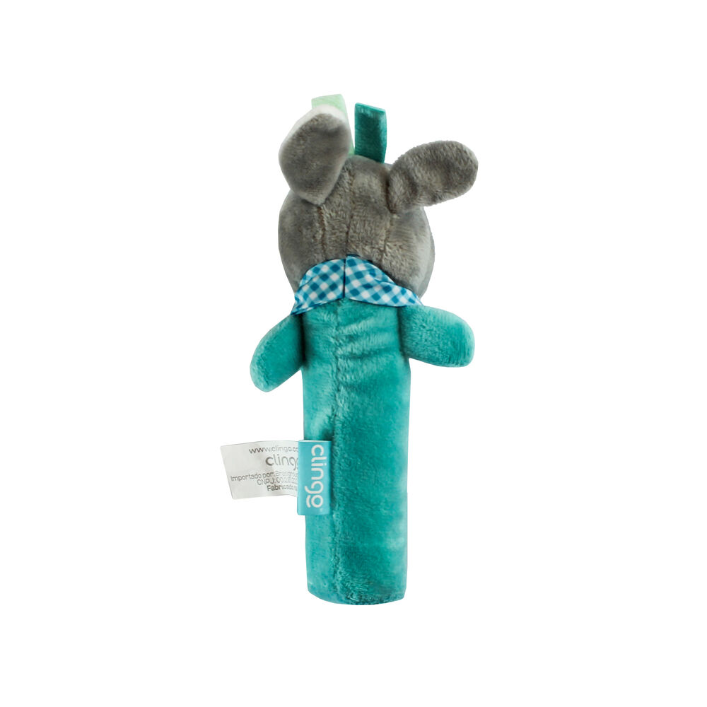 Pelúcia Chocalho Vaquinha Azul com Apito e Som Crocante