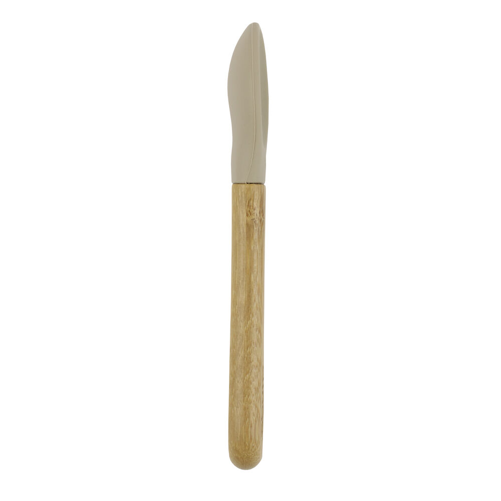 Colher de Bambu e Silicone Fendi para Bebês – Antimicrobiana