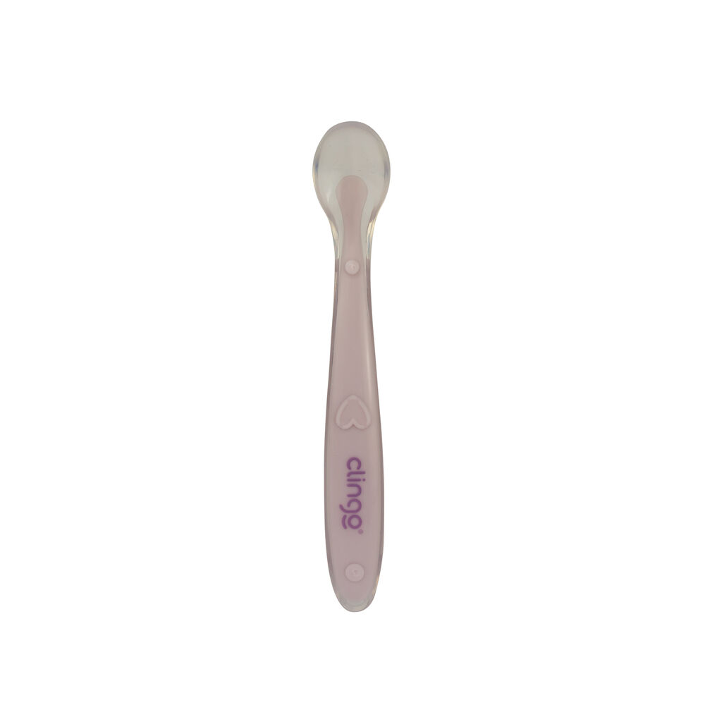 Conjunto com 2 Colheres Infantis Silicone Rose - Clingo