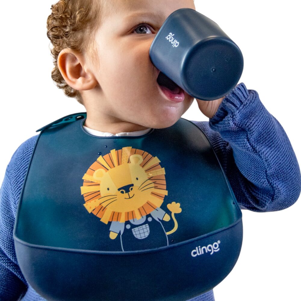Babador Silicone com Bolso Coletor de Migalhas - Impermeável, Velcro, Luke