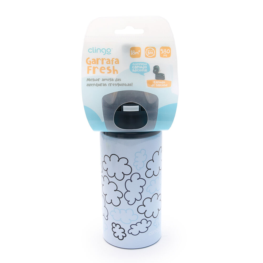 Garrafa de Alumínio 580ml Infantil com Canudo Silicone e Bico Ergonômico - Menino