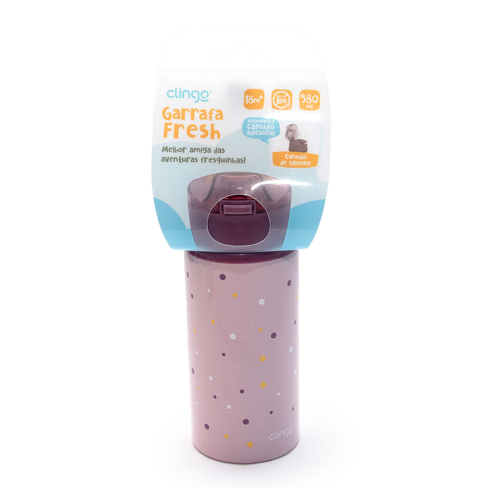 Garrafa de Alumínio 580ml Infantil com Canudo Silicone e Bico Ergonômico - Menina