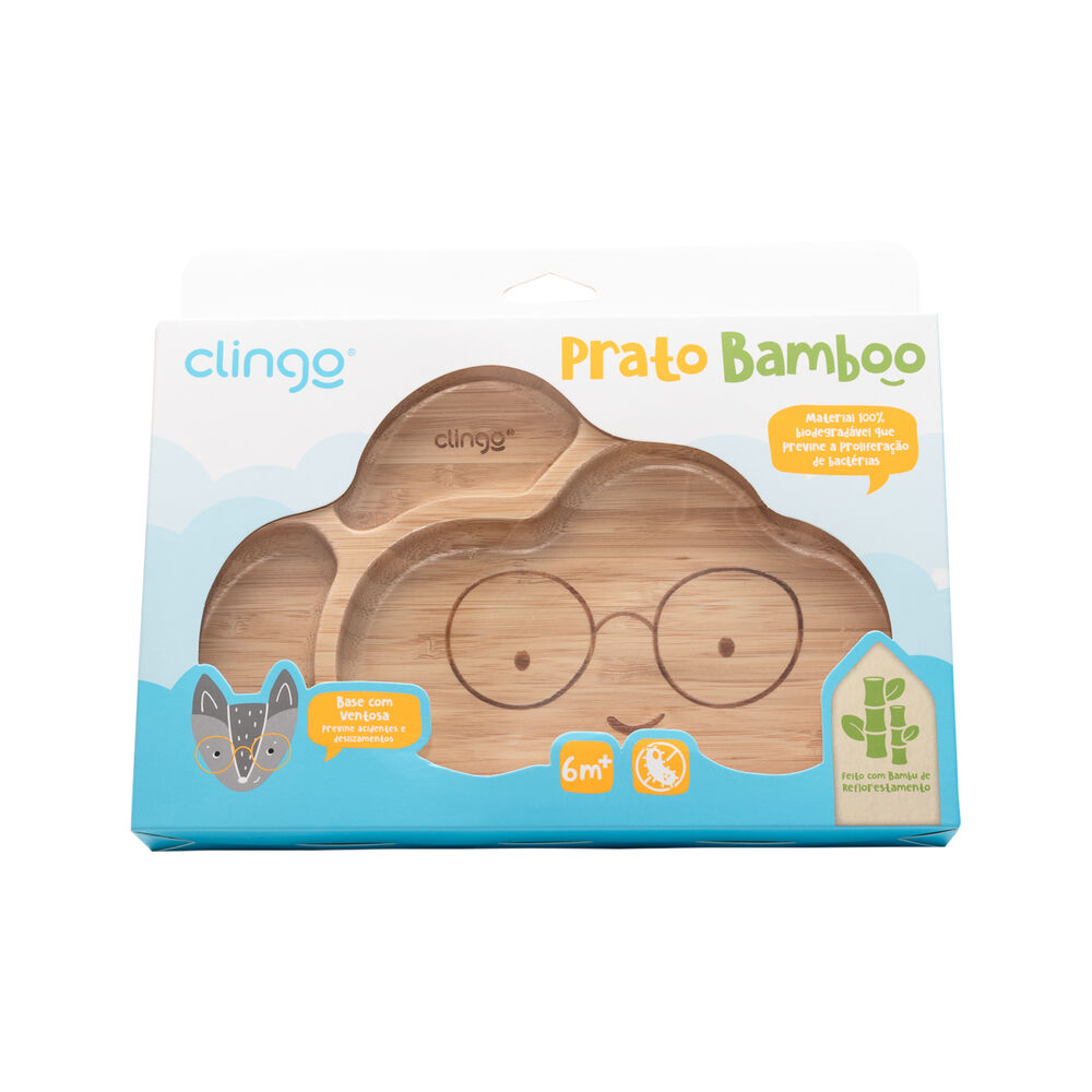 Prato Bambu Nuvem com Ventosa e Divisórias - Ecológico, Seguro