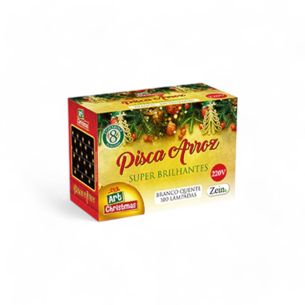 Pisca Pisca Natalino Arroz com 100 Leds Branco Quente Zein 220v