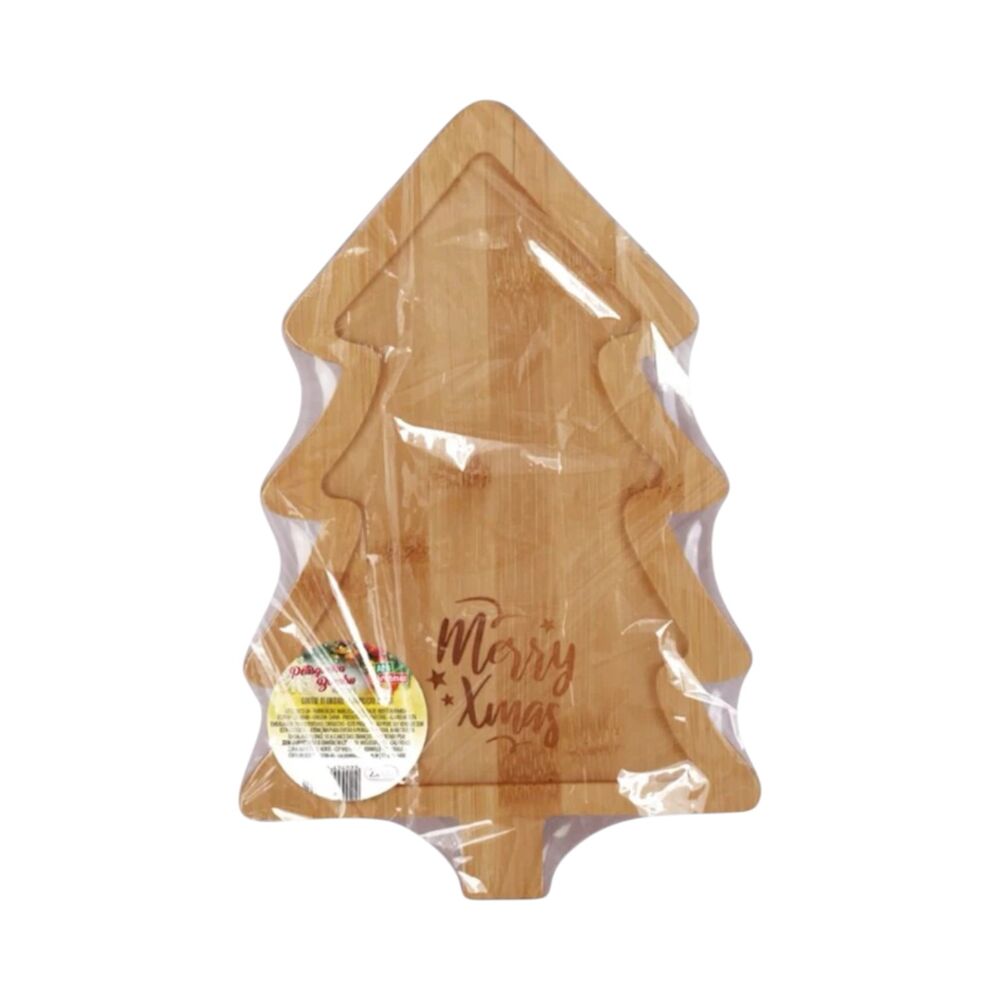 Petisqueira de Bambu Natalina em Formato de Árvore de Natal