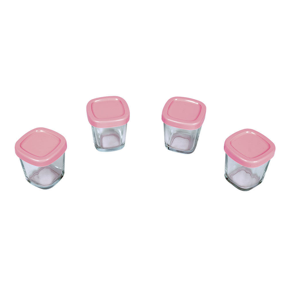 Potes de Armazenamento para Alimentos Clingo - 4 Unidades Rosas