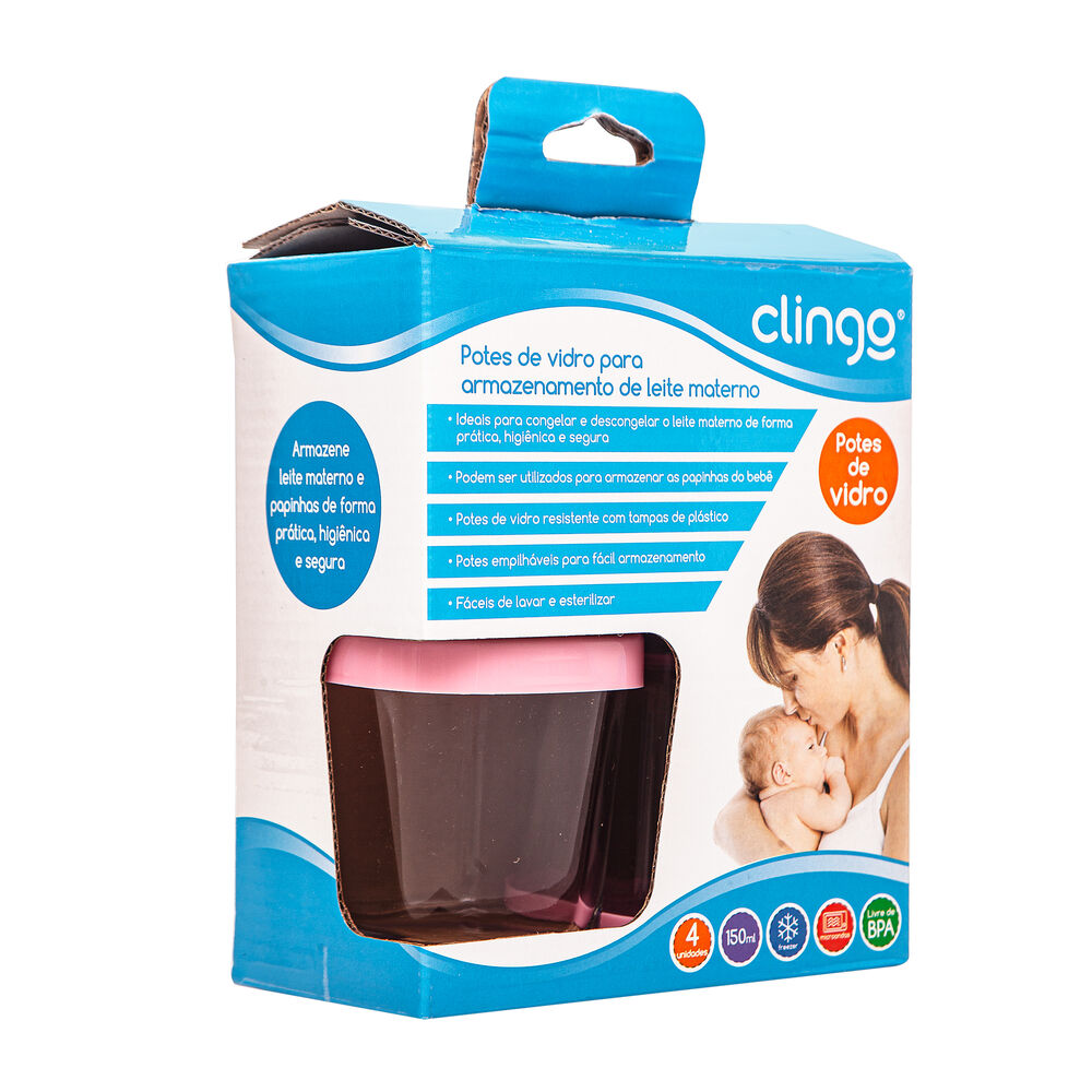 Potes de Armazenamento para Alimentos Clingo - 4 Unidades Rosas
