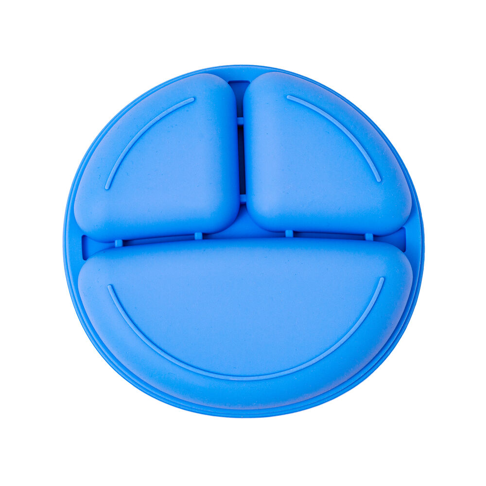 Prato Silicone Com Divisória Colors Azul - Clingo