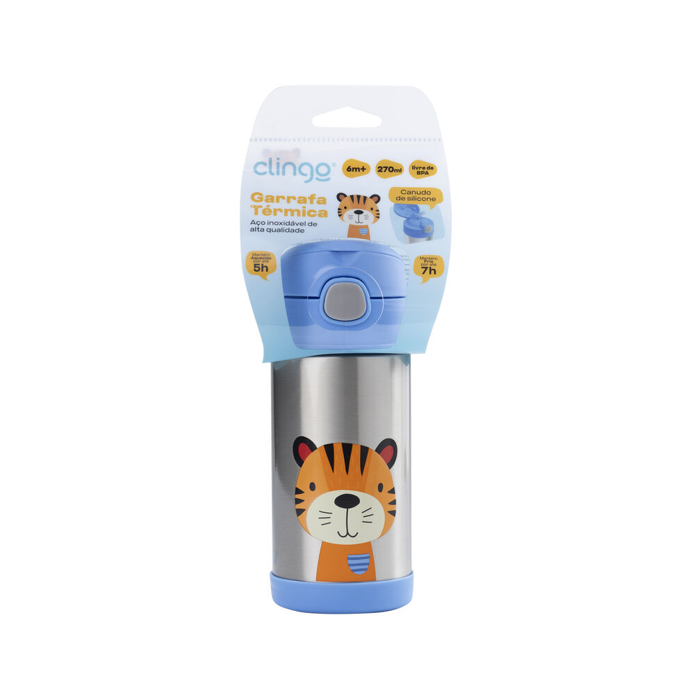 Garrafa Térmica Dupla Camada Vácuo Clingo Tigre - 5h Quente 7h Frio