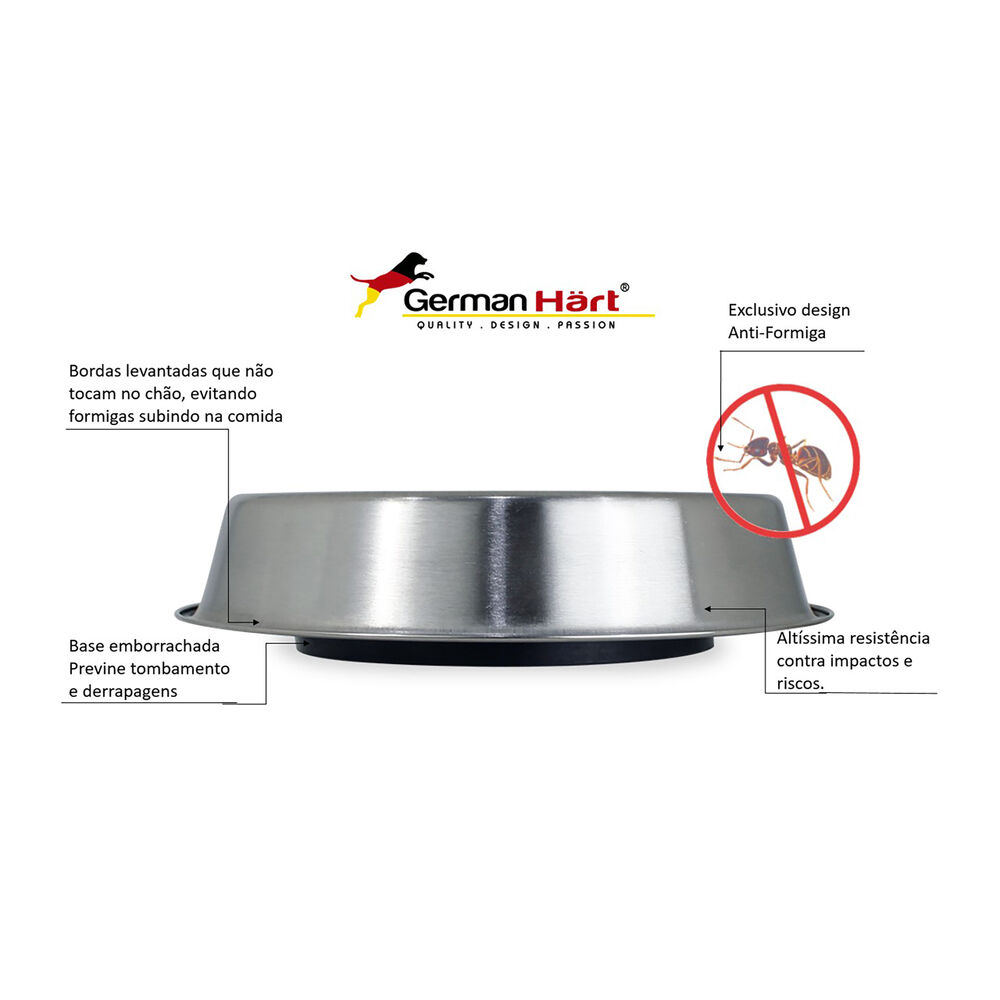 Comedouro Inox Antiformiga 1350ml para Pets - Germanhart