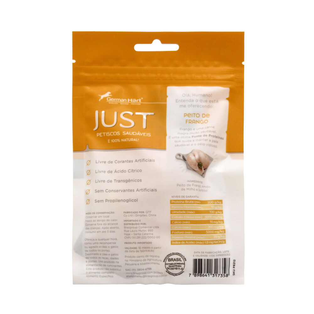 Petisco Just - Peito de Frango Cozido 55g - Para Cães e Gatos