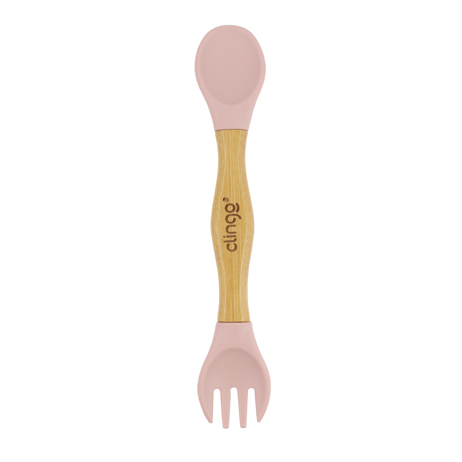 Talher Duplo de Bambu e Silicone Clingo Rosa Sustentável