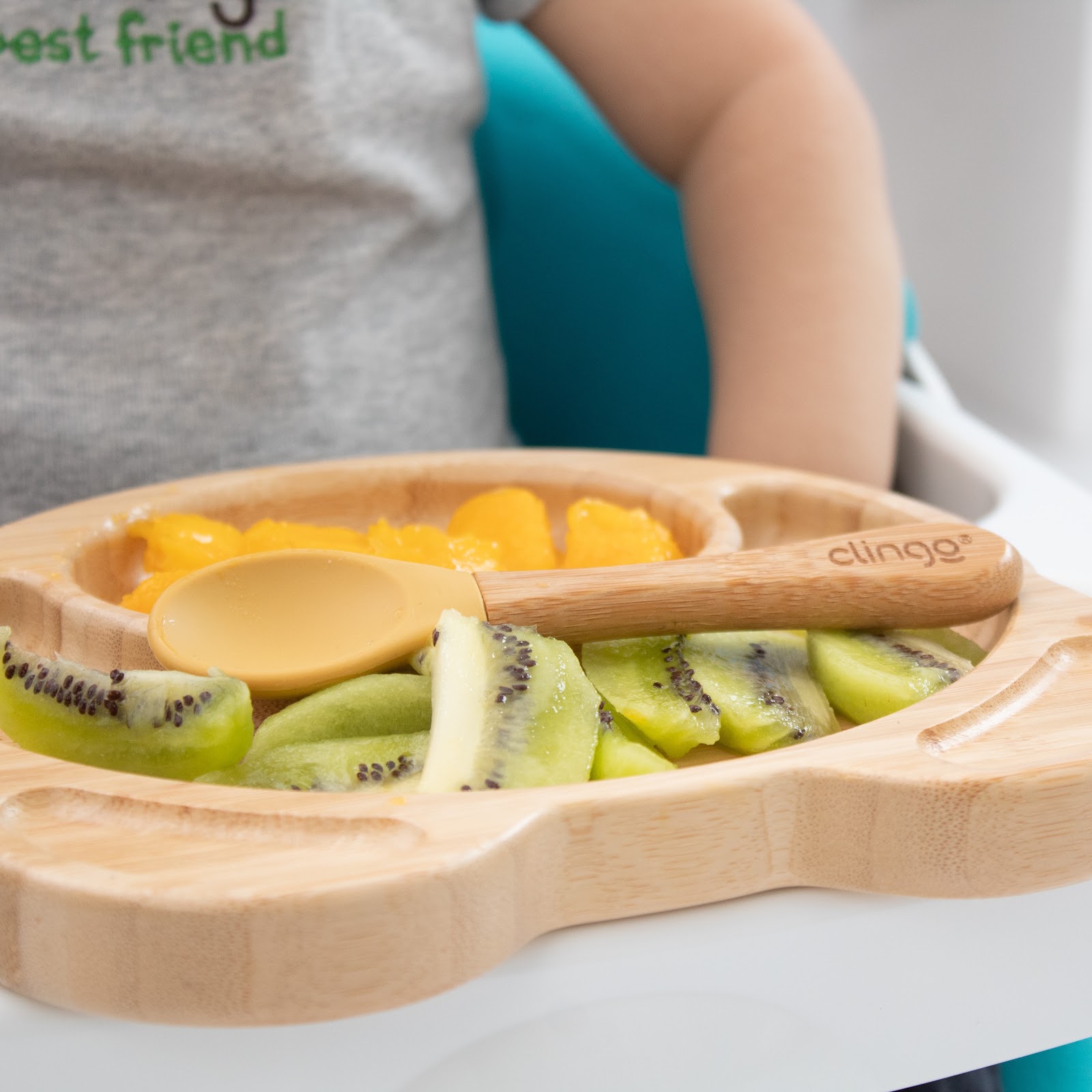 Colher de Bambu e Silicone Clingo Mostarda Sustentável
