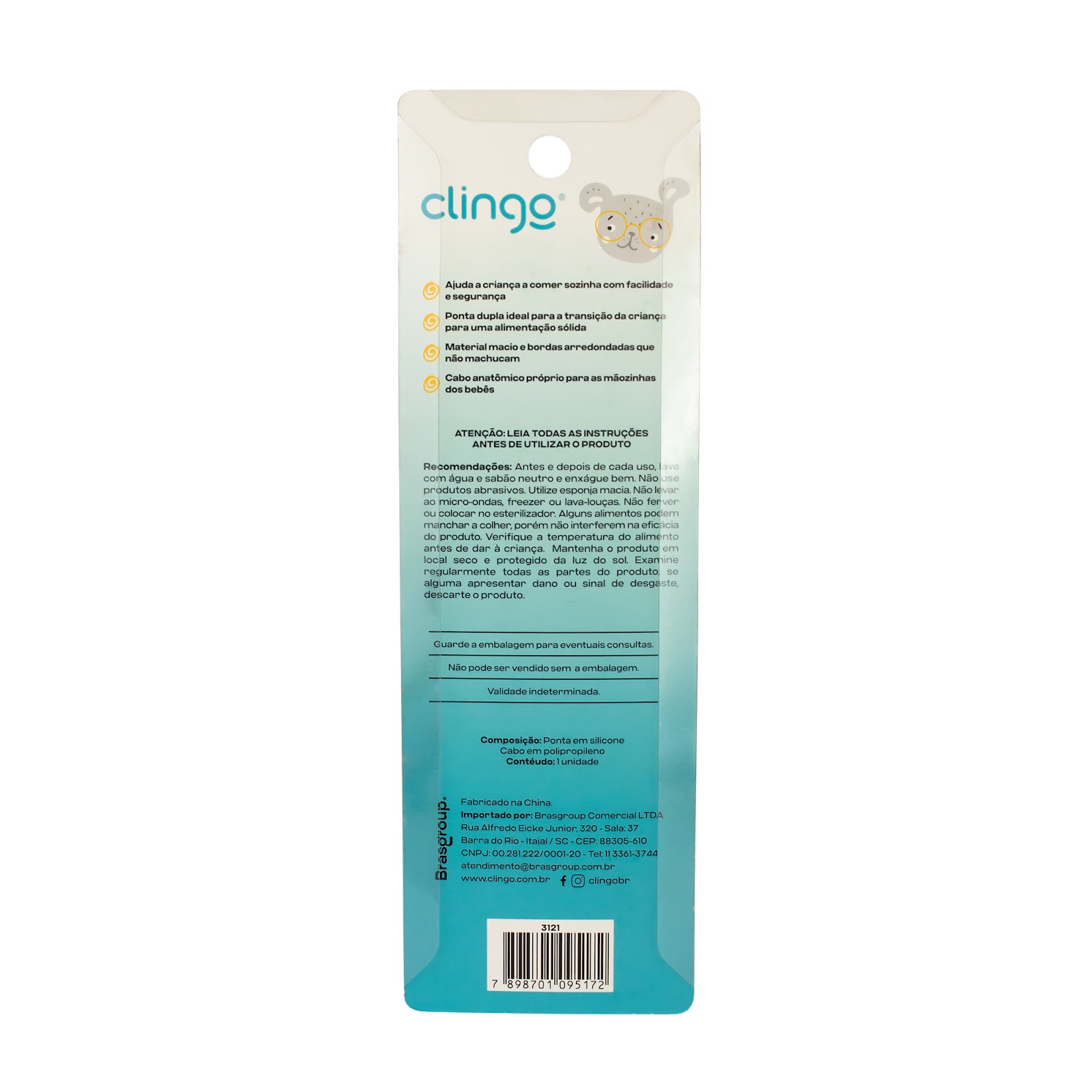 Colher Ponta Dupla Colors Marinho Silicone Resistente para Bebês