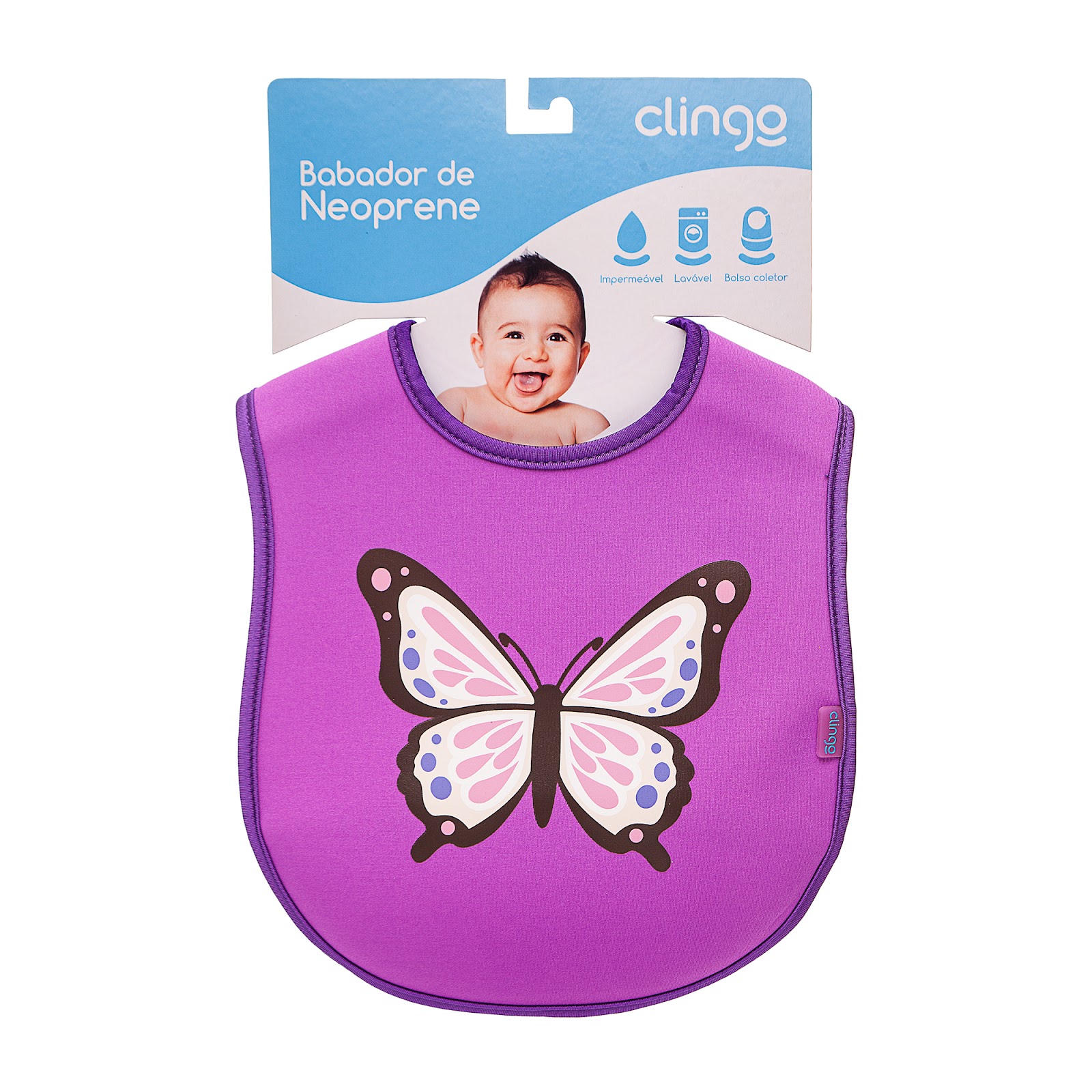 Babador Neoprene Borboleta Impermeável com Coletor de Migalhas