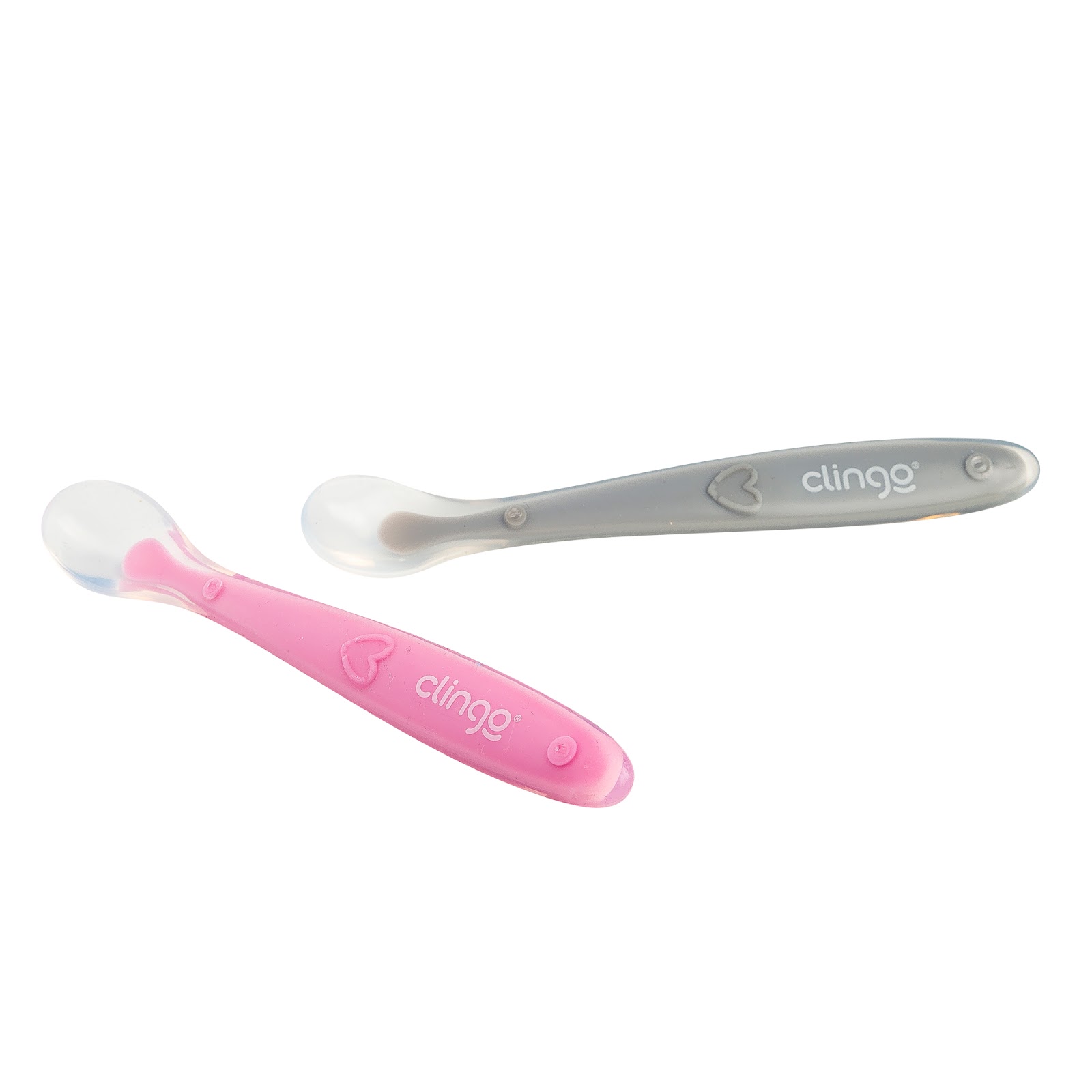 Colheres Silicone Premium Clingo - Cores Rosa e Cinza - 2 Unidades