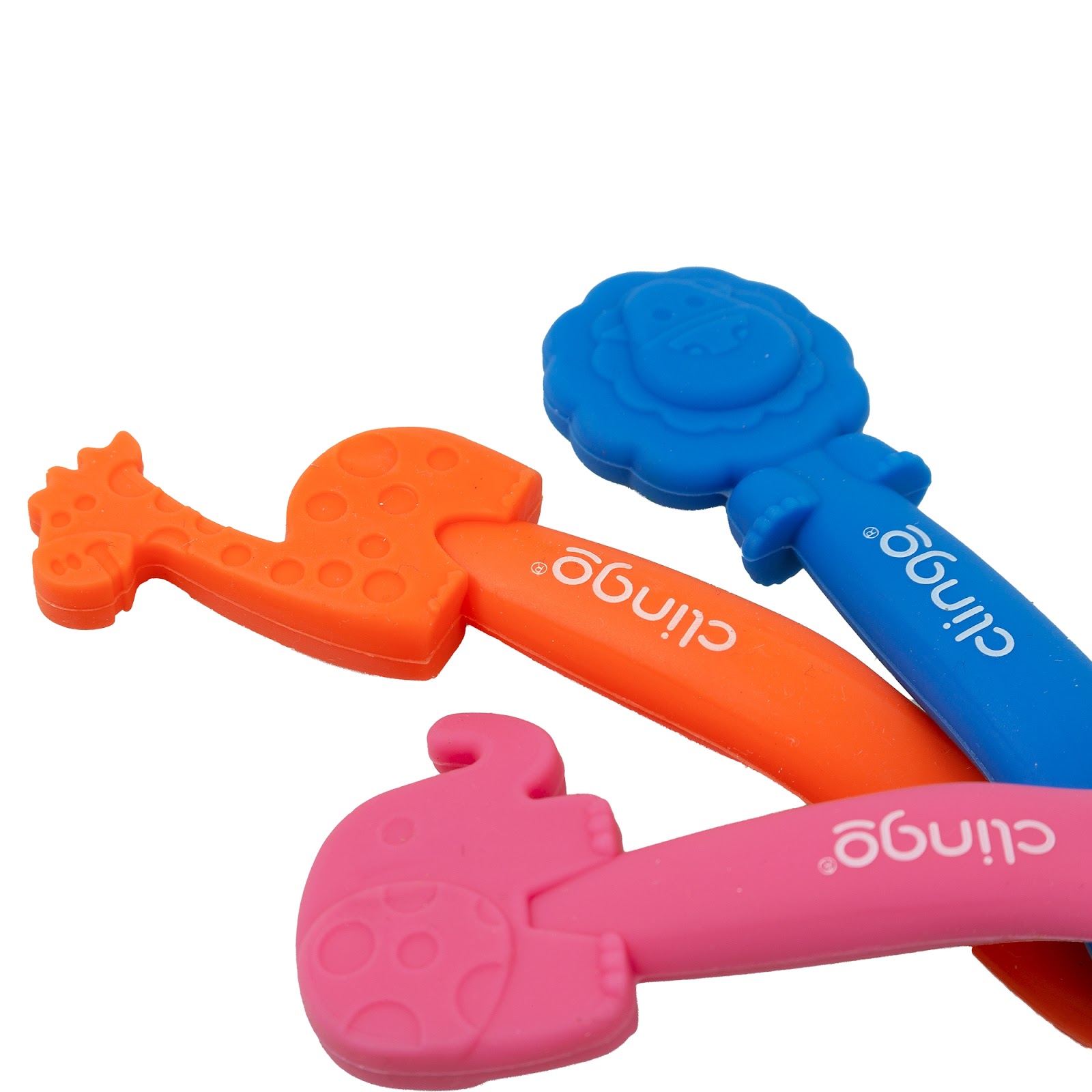 Colher em Silicone Premium Leão Azul Seguro para as Gengivas do Bebê