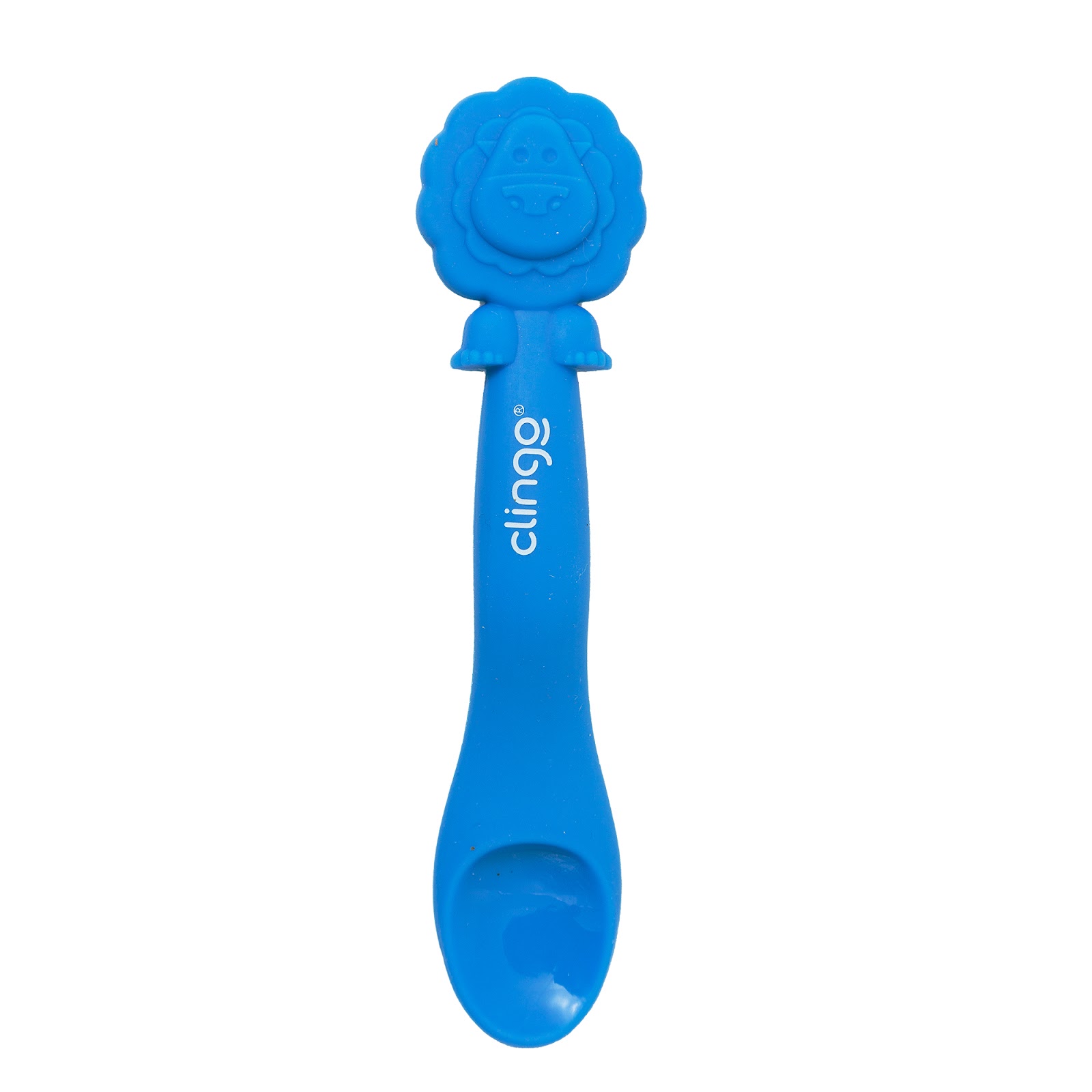 Colher em Silicone Premium Leão Azul Seguro para as Gengivas do Bebê