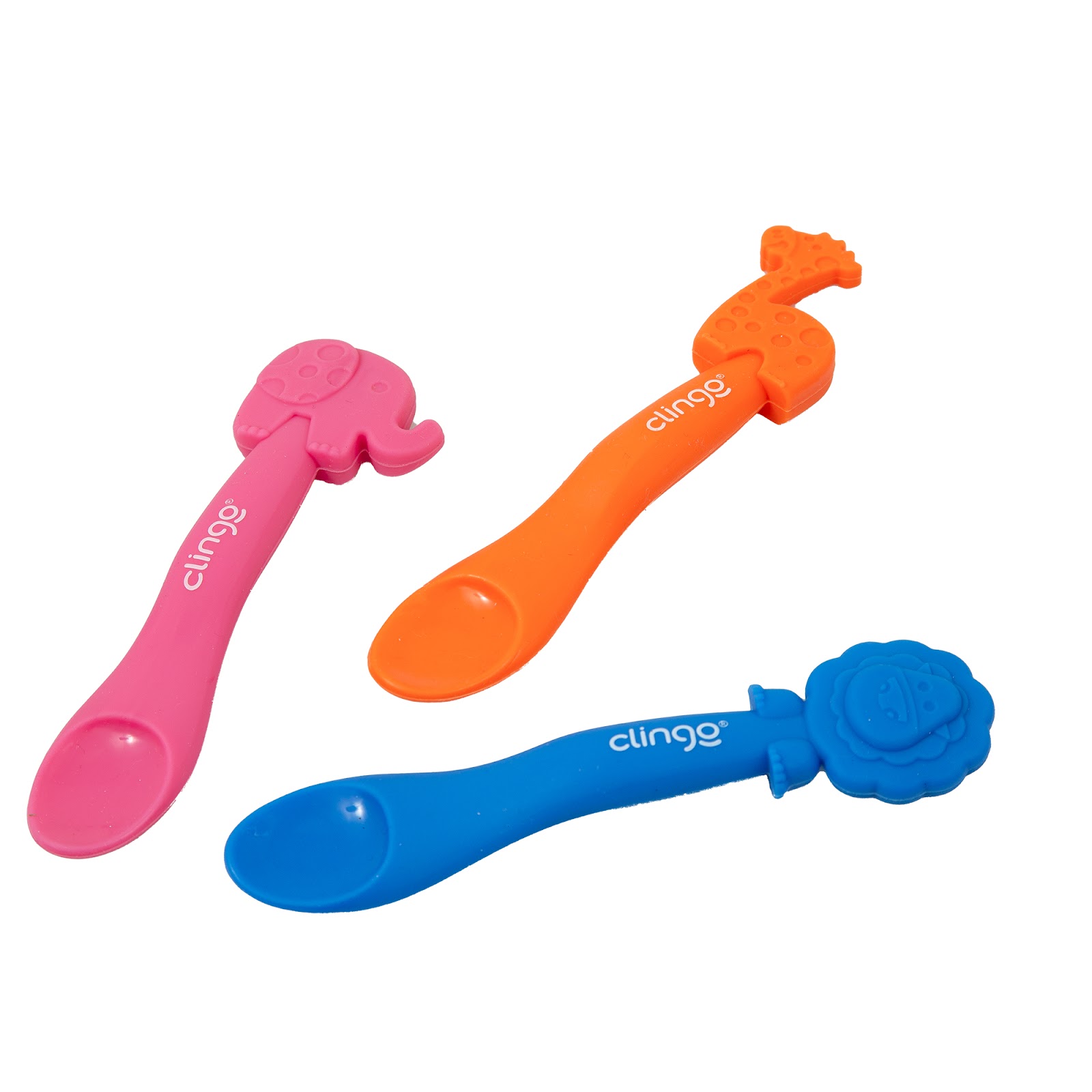 Colher em Silicone Premium Leão Azul Seguro para as Gengivas do Bebê