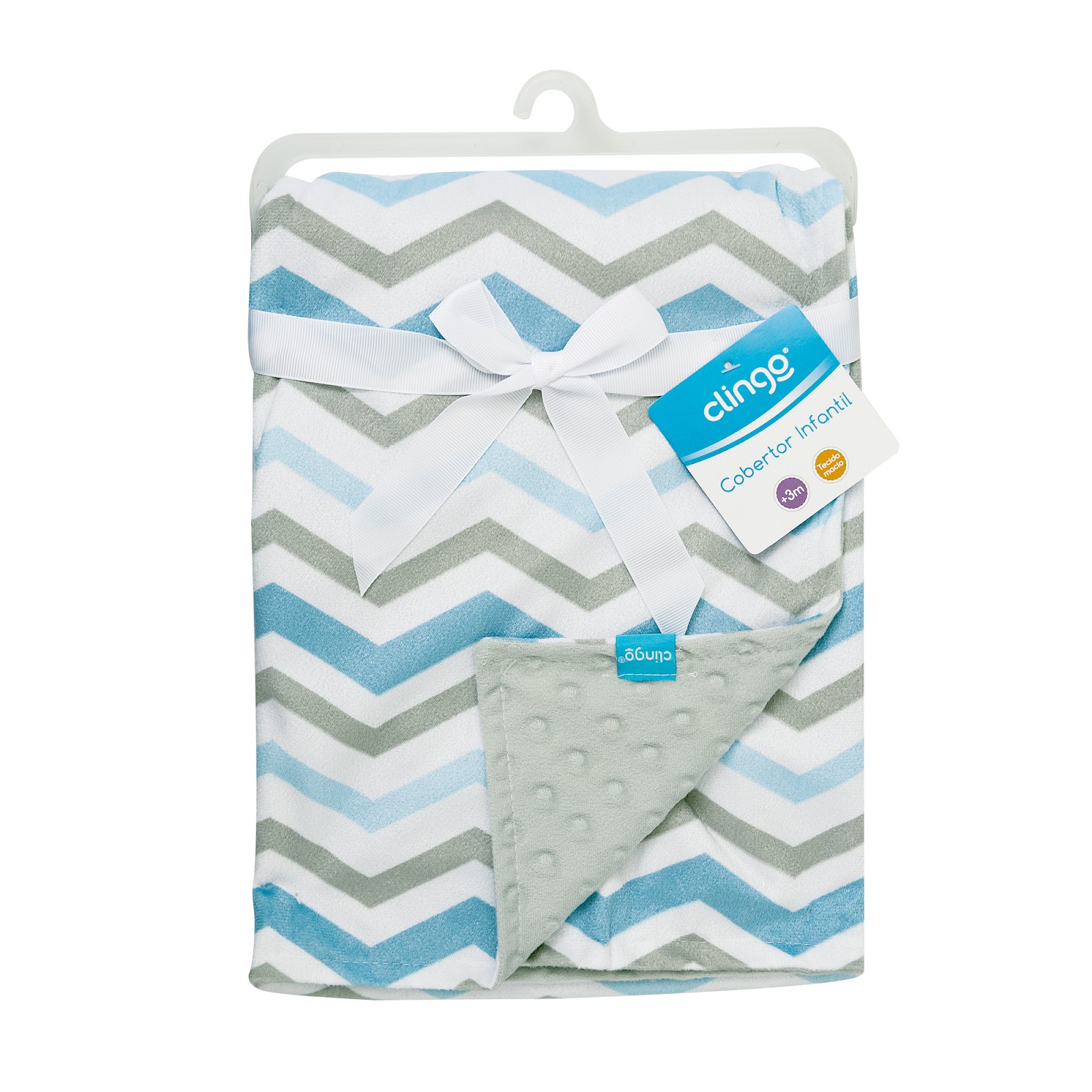 Cobertor Infantil Onda Azul Tecido Macio Texturizado 100% Poliéster