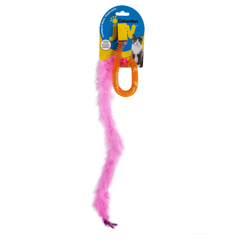 Brinquedo Gato Interativo Featherlite Springy JW com Penas Coloridas e Catnip