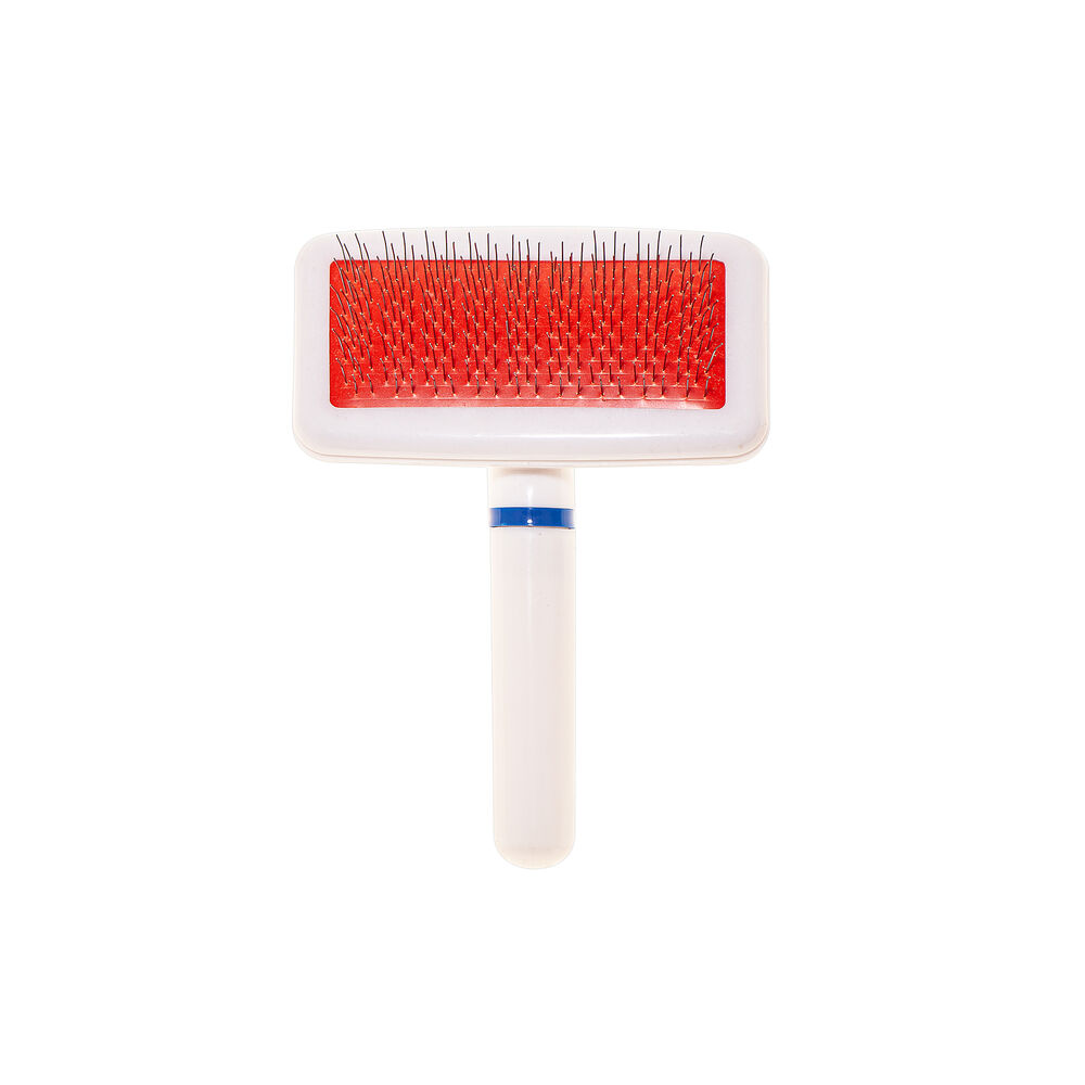 Rasqueadeira Branca P para Cães e Gatos Dentes de Aço e Cabo Ergonômico