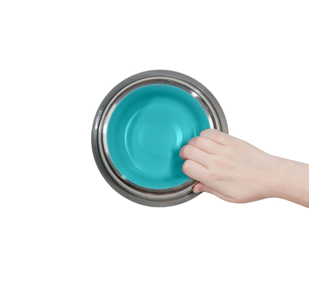 Comedouro Inox Premium Azul 450ml - Antiderrapante, Resistente e Fácil de Limpar