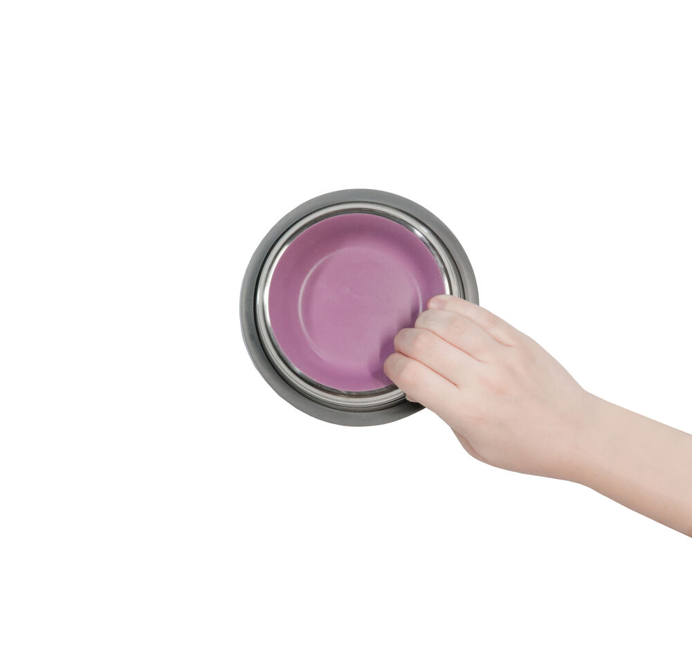 Comedouro Inox Premium Rosa 210ml - Antiderrapante, Durável e Fácil de Limpar