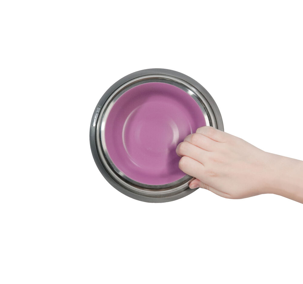 Comedouro Inox Premium Rosa 450ml - Antiderrapante, Durável e Fácil de Limpar