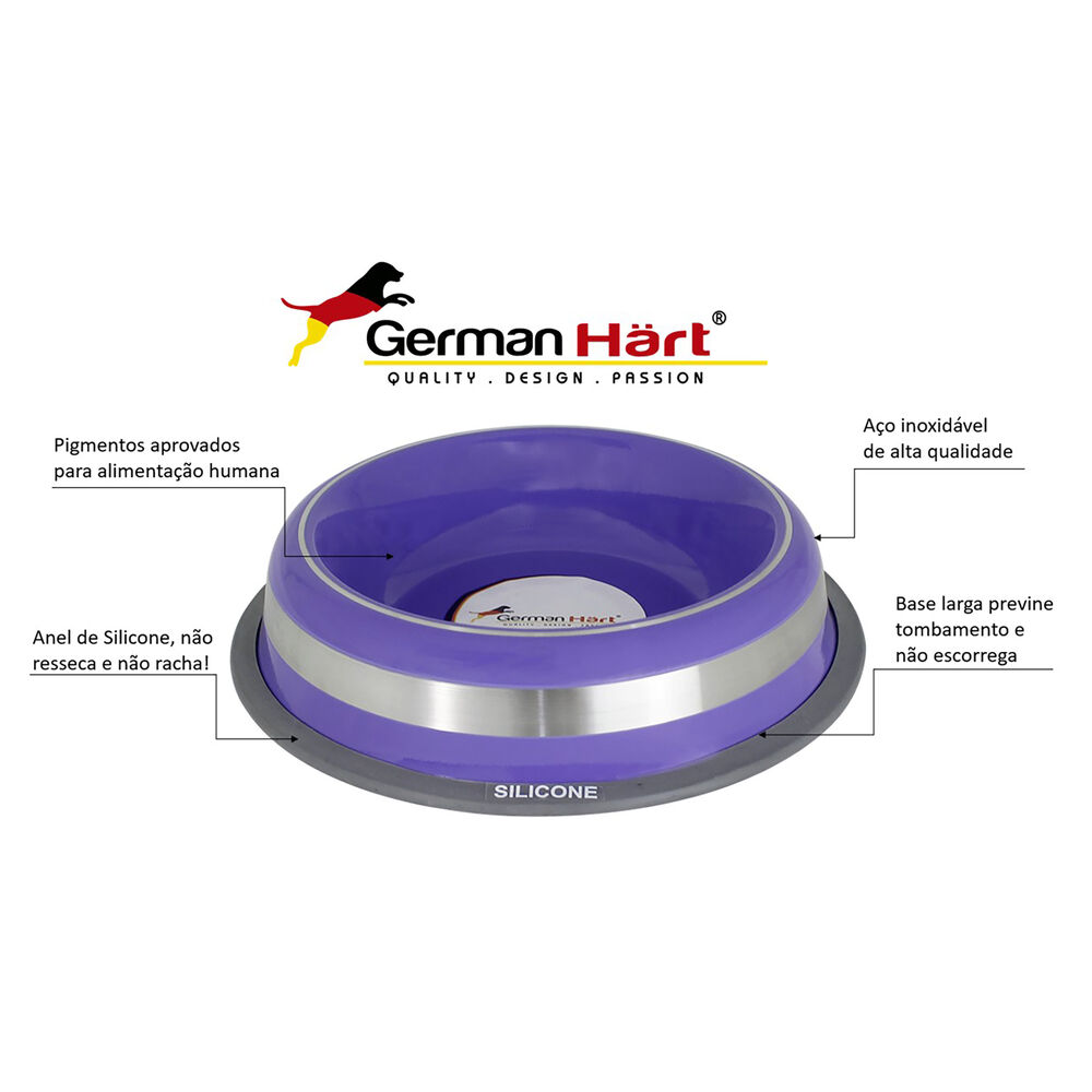 Comedouro Inox Prestige Roxo 850ml - Durável e Antiderrapante
