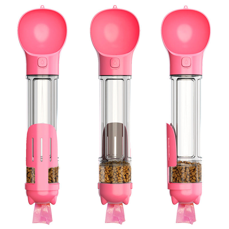 Bebedouro e Comedouro Portátil para Cães Caminhadas e Viagens - 500ml Rosa